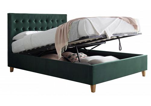 4ft6 Double Kingston Green Velvet Ottoman Storage Bed Frame 1